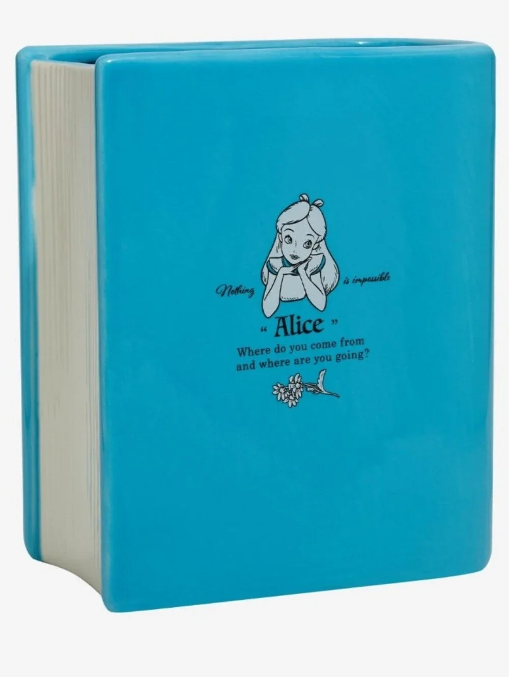 NWT Disney Alice in Wonderland Ceramic Book Figural Planter